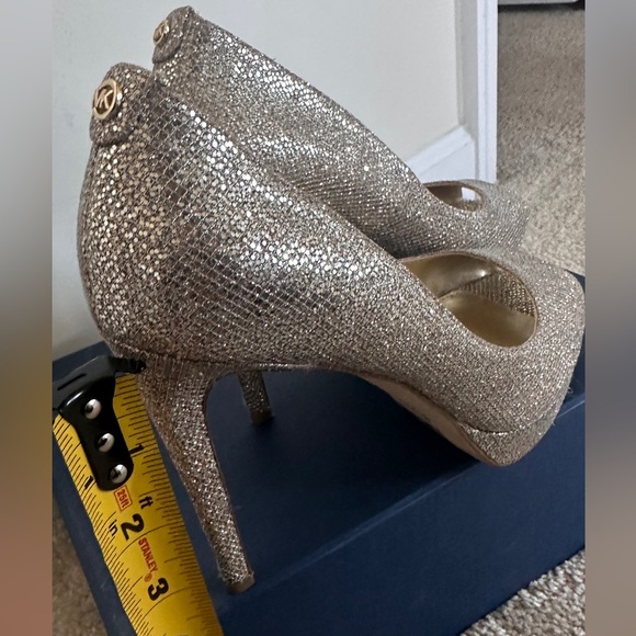 Gold Sparkly Peep-Toe Pumps - Picture 7 of 12